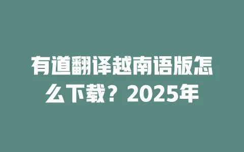 有道翻译越南语版怎么下载?2025年 一