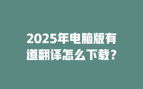 2025年电脑版有道翻译怎么下载? 一