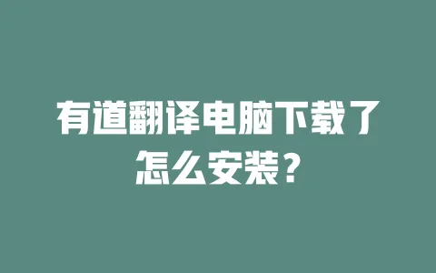 有道翻译电脑下载了怎么安装? 一