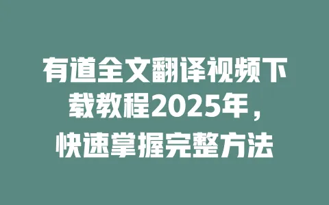 有道全文翻译视频下载教程2025年,快速掌握完整方法 一